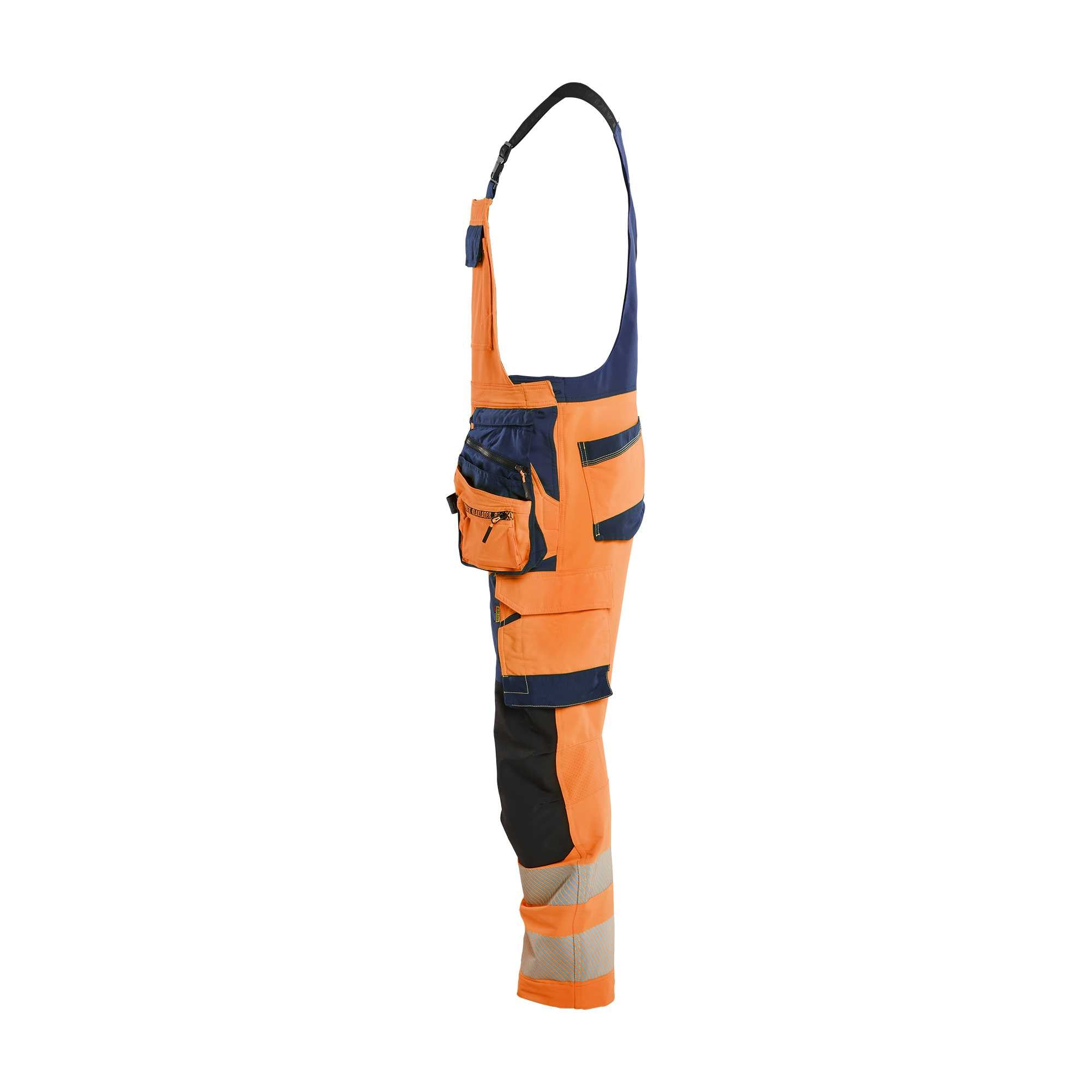 BLAKLADER 26261648 Hi Vis bib overalls 4 way stretch Hi Vis Reflective Work Bib Trousers Men - double weave
